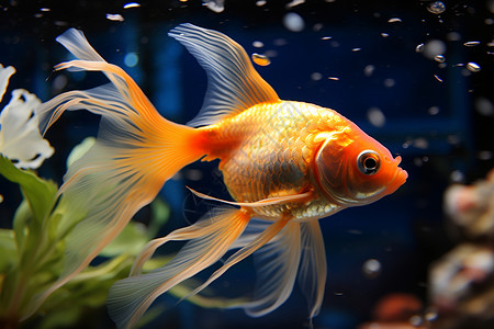 鱼缸里的宠物金鱼背景图片