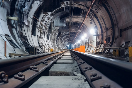 施工的地铁隧道高清图片
