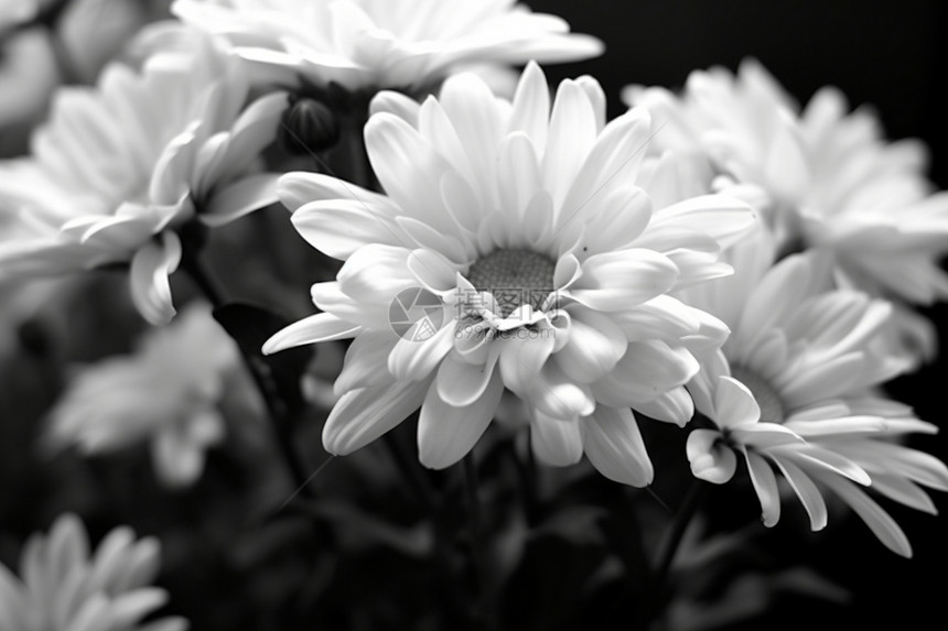 黑白的菊花照片图片