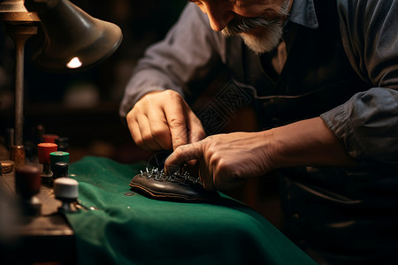 传统的鞋匠工匠铁皮鞋高清图片