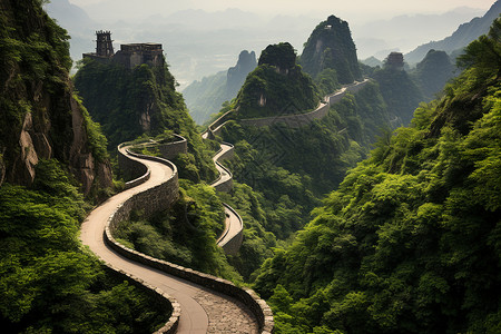 奇石群峰道路风景图片