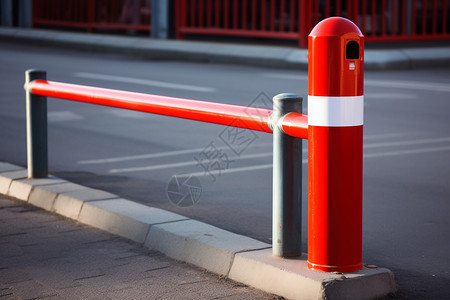 路边的红色栏杆背景图片