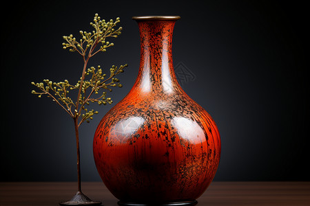 古色古香的传统陶瓷酒罐背景图片