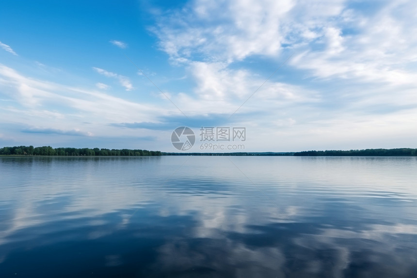 湖畔的云朵图片