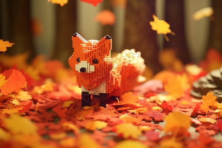 秋日动物秋日森林的狐狸插画