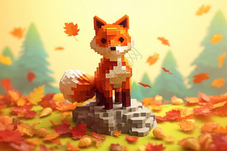 森林中的狐狸背景图片