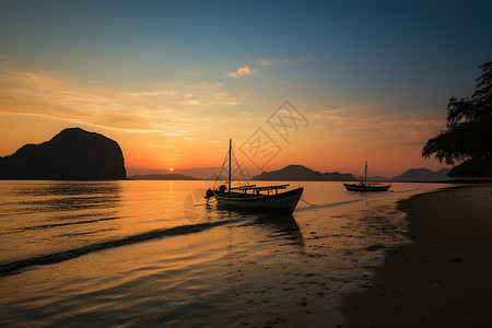 夕阳下的海岛背景图片