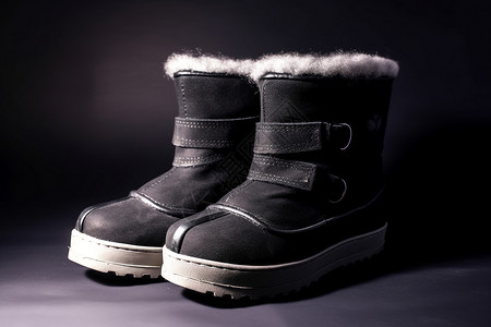 雪地靴鞋子深色的雪地靴背景