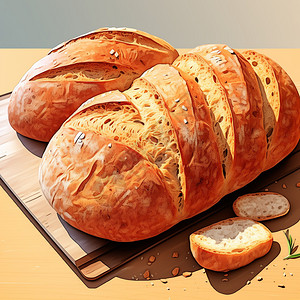 烘焙面包早餐全麦面包插画