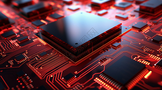 科技行业红色发亮的半导体行业设计图片