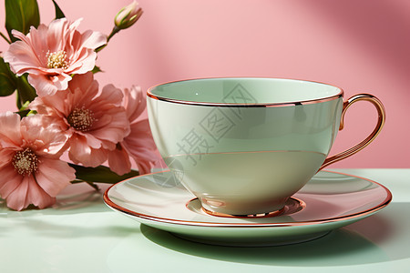 柔和色调的茶杯图片