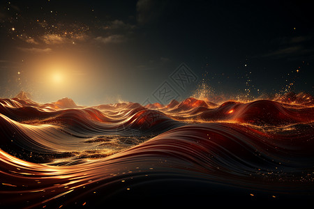 金色海浪金色亮度的波浪设计图片