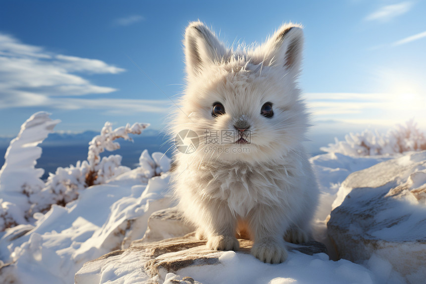 雪地里的小雪兔图片