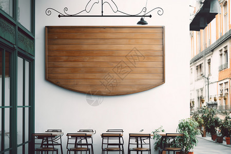 餐厅招牌素材餐厅墙上挂着木制招牌背景