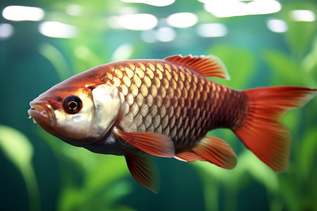 水族馆中的红眼金龙鱼背景图片