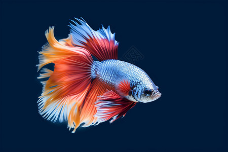 红蓝尾鳍暹罗鱼背景图片