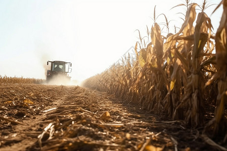 农作物秸秆田间的玉米地背景