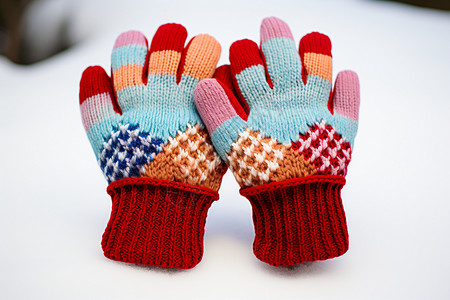 一双棉手套冬天的棉手套背景