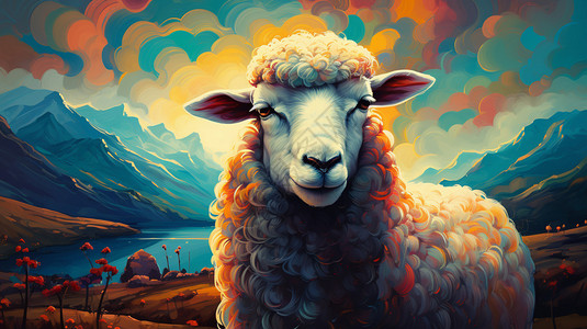 牧场上的绵羊背景图片
