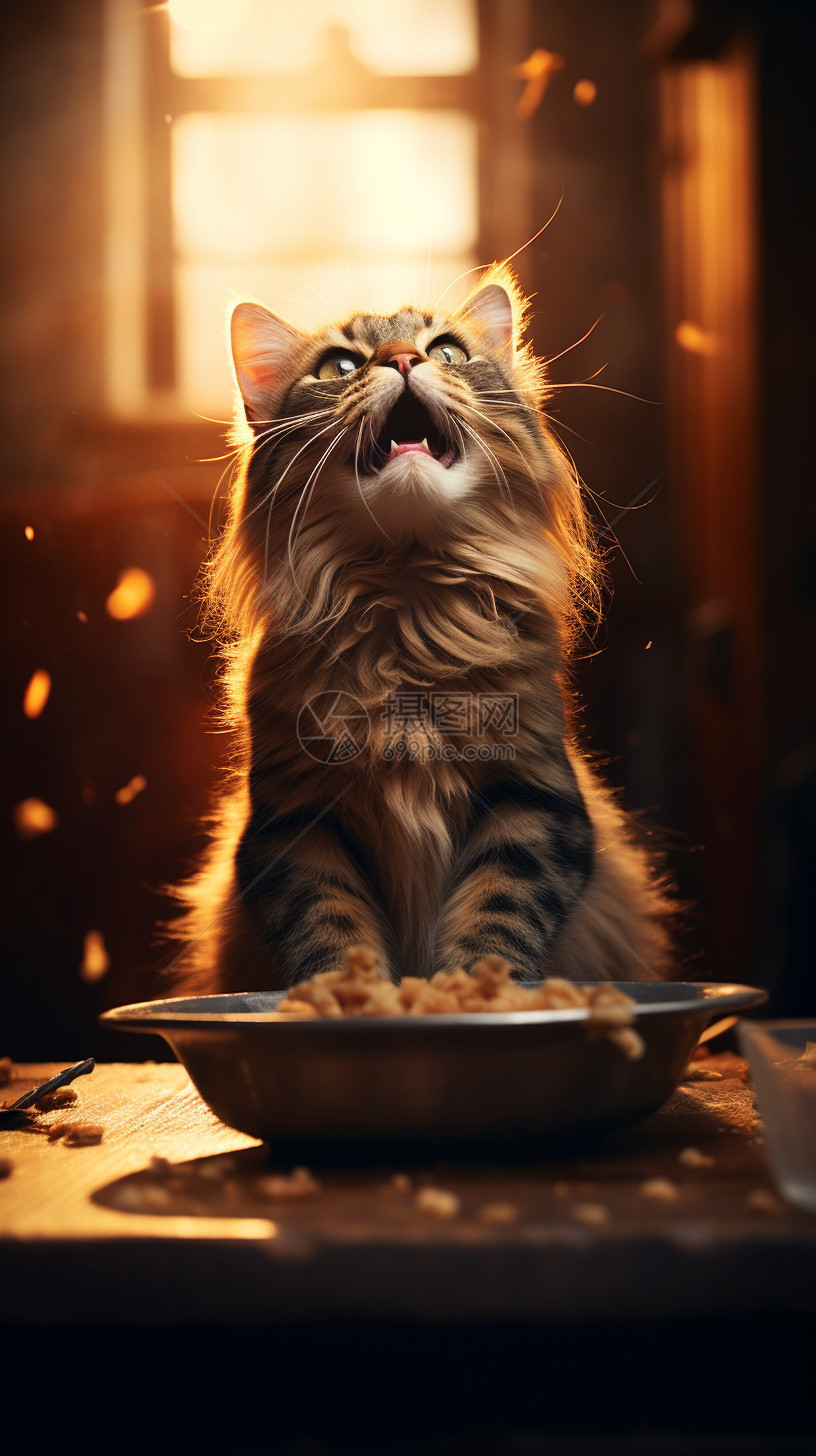 吃食物的猫猫图片