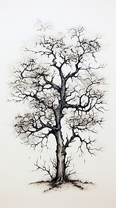 树枝枯萎低矮稀疏树枝高清图片