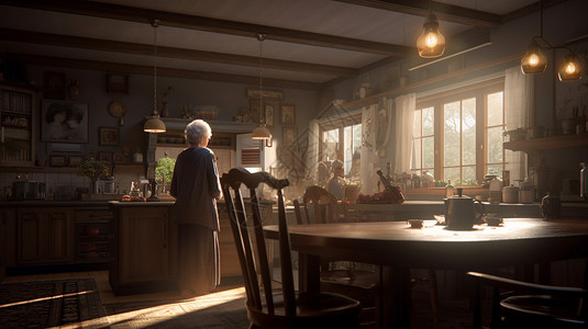 奶奶独处老家背景图片