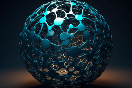 科技球体粒子背景抽象蓝色玩具球背景