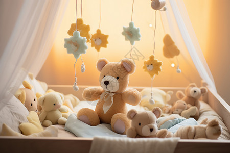 床上的玩具熊图片
