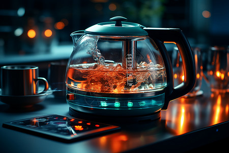 咖啡壶图片沸腾的电烧水壶背景