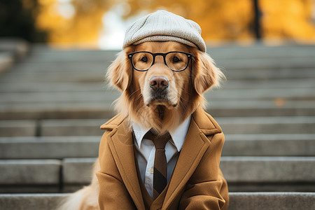 绅士装扮的狗狗图片