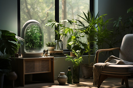 室内空气治理绿意清新空气净化器背景