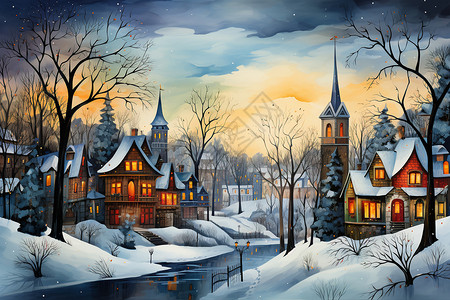 冬日的童画小镇图片