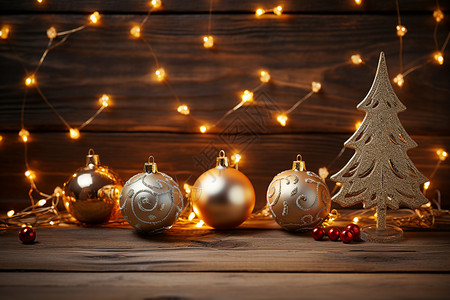 金色的圣诞装饰背景图片