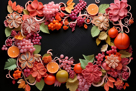 果实花环艺术的果实框架设计图片
