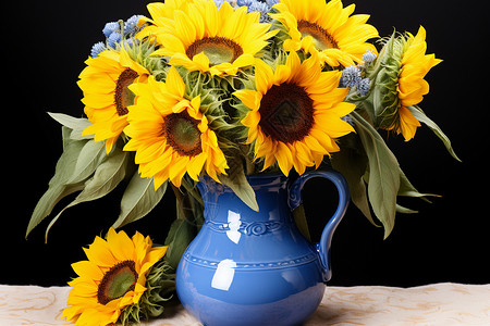 花瓶中向日葵向日葵装饰花瓶背景