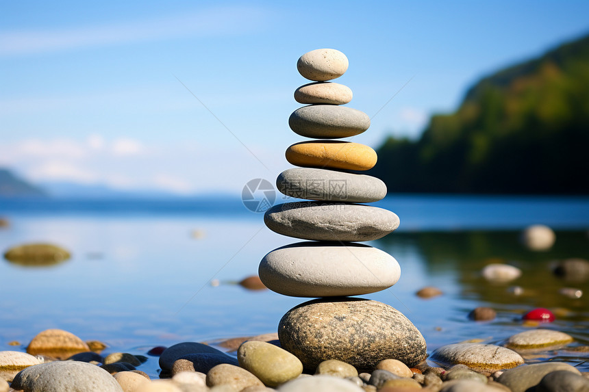 平衡的鹅卵石图片
