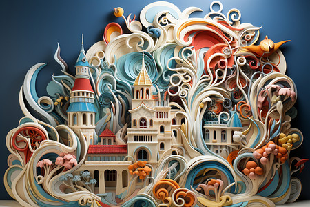 粘土雕塑梦幻城堡黏土设计图片