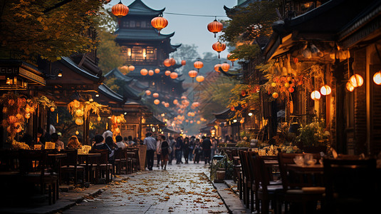 中秋节街头背景图片