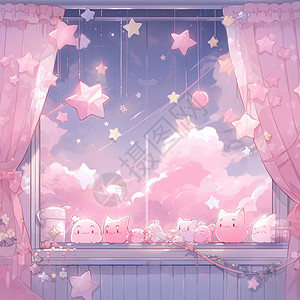 粉色玻璃窗户背景图片