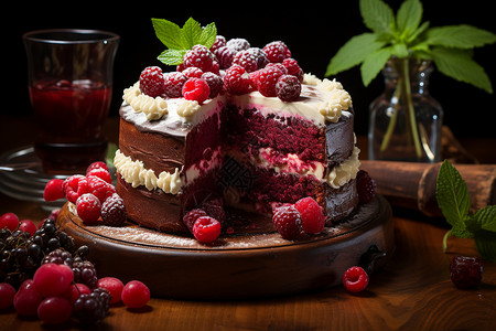 红丝绒蛋糕背景图片