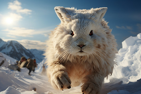 米兔之开学雪兔之跃背景