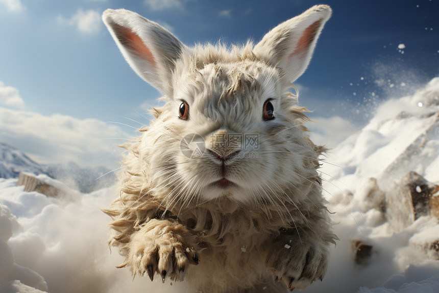 雪地里的兔子图片
