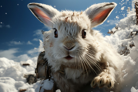 白雪中的兔子图片