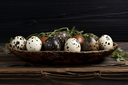 木碗里的鹌鹑蛋背景图片
