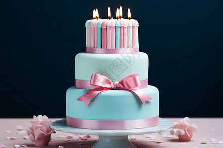 粉蓝色梦幻蛋糕背景图片