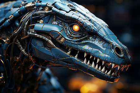 蓝色恐龙科技未来感恐龙设计图片