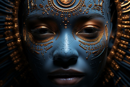 人脸面具铜蓝未来女神设计图片