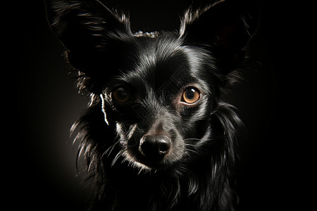 黑色小狗的肖像图片