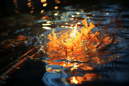 水上的蜡烛水火漂浮素材高清图片
