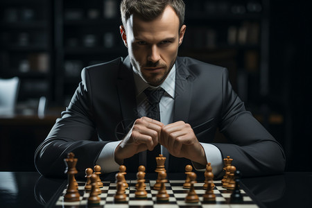 男士穿着正装下棋图片